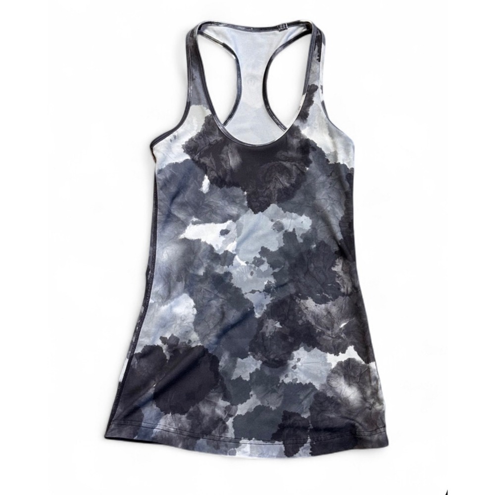 Lululemon Racerback Tank Top Grey White Tie Dye Small Yoga Athletic